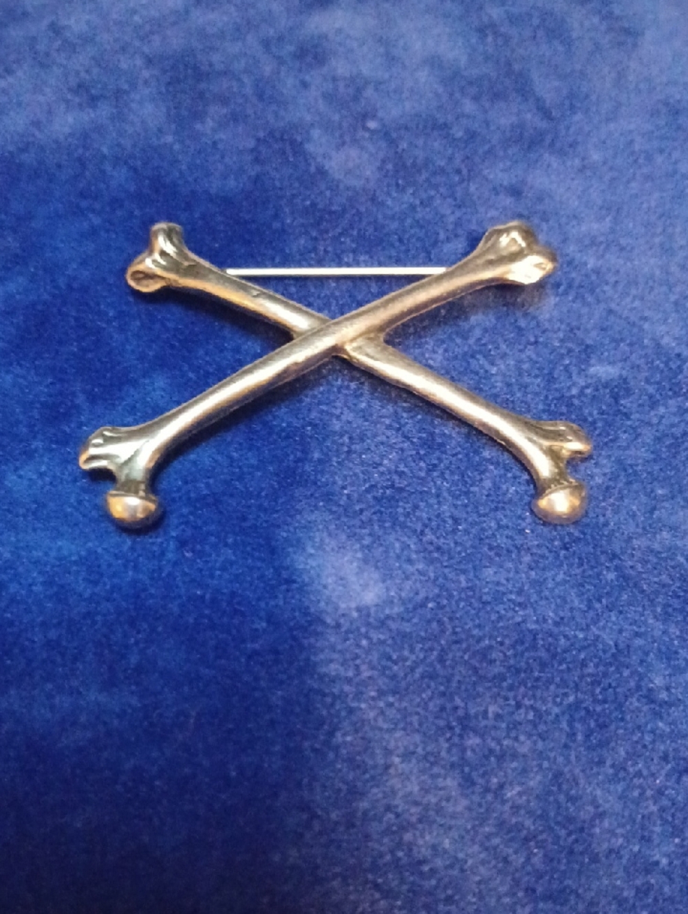 Silver Crossed Bones Lapel Pin - Men Accessories